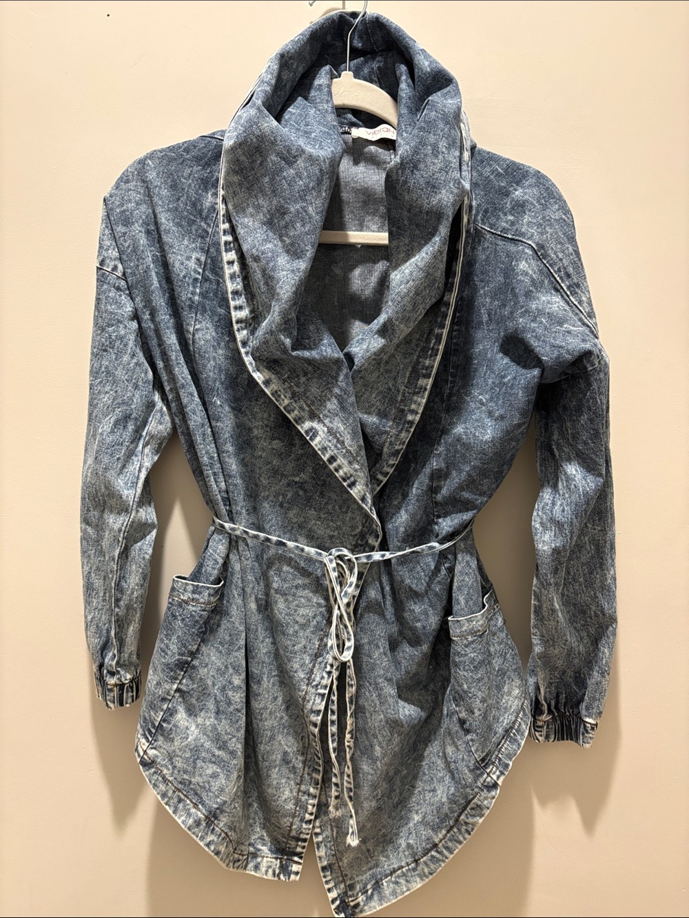 Vibrant Washed Denim Hooded Jacket - Blue